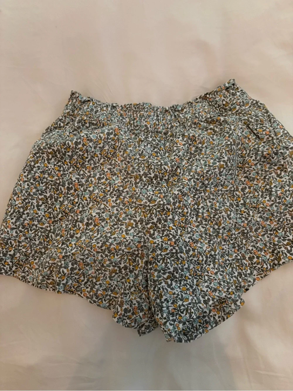 Abercrombie Floral Tie-Front Crop Top & Shorts Set - White/Olive